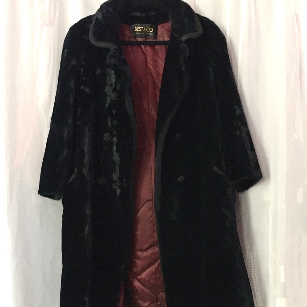 Vintage Best & Co. black faux fur coat.